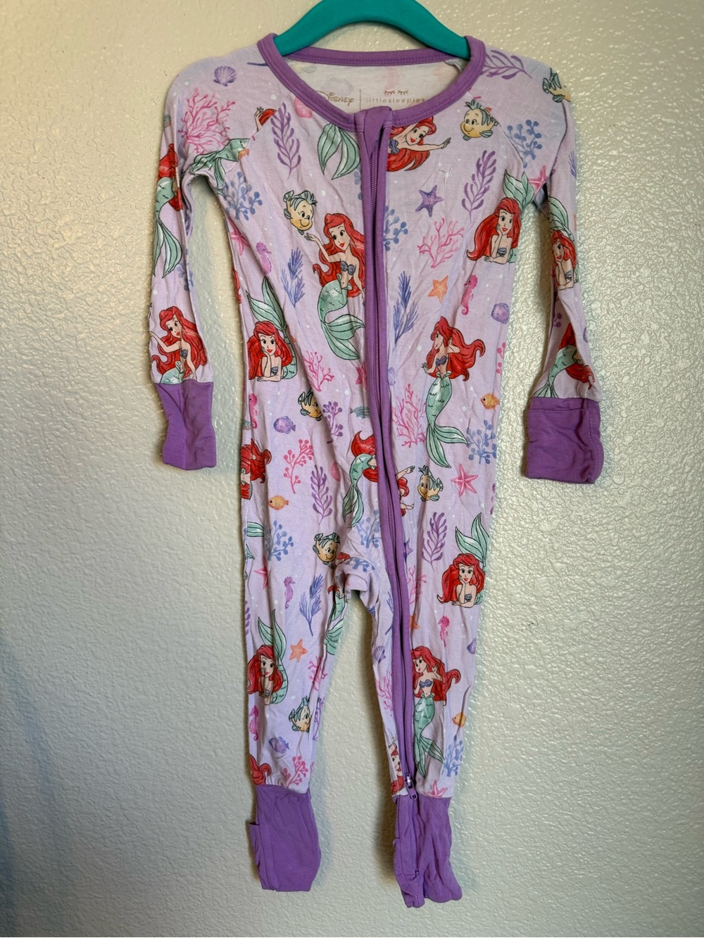 Little Sleepies Lavender and Purple Ariel Print Footed One-Piece